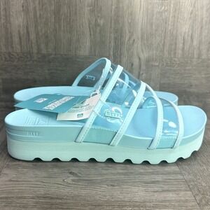 Reef Vista Hi Sandals Womens 9 Blue Platform Clear Strap NEW
